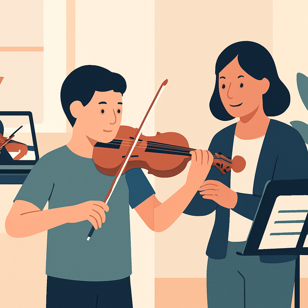Essential setup for practising violin lessons at home